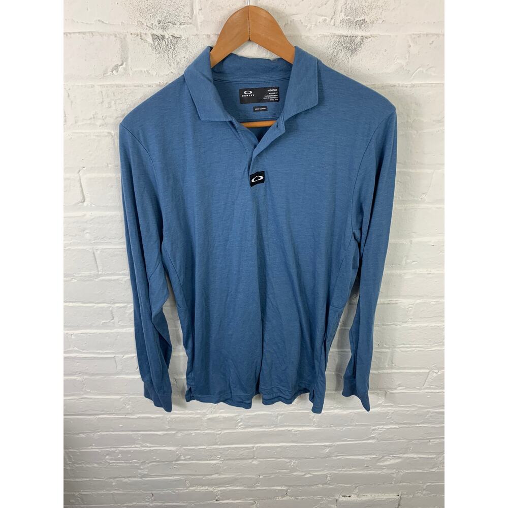 Oakley Men's Hydrolix Long Sleeves Polo Shirt Stretch Logo Blue Size Small